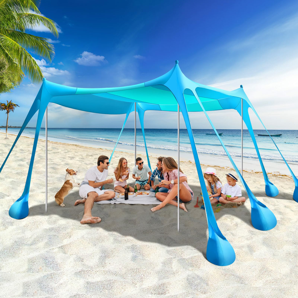 Rhino Valley UPF 50+ Beach Canopy with Sandbags & Poles