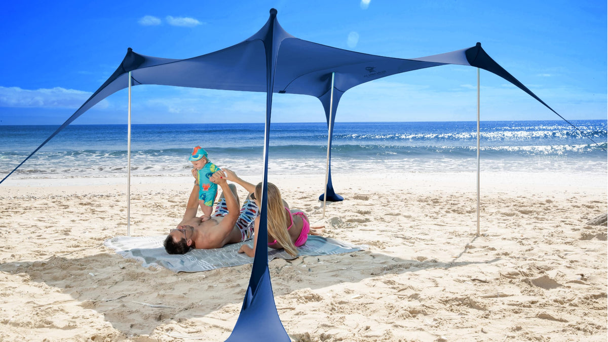 SUN NINJA UPF 50+ Beach Tent & Sun Shade Canopy