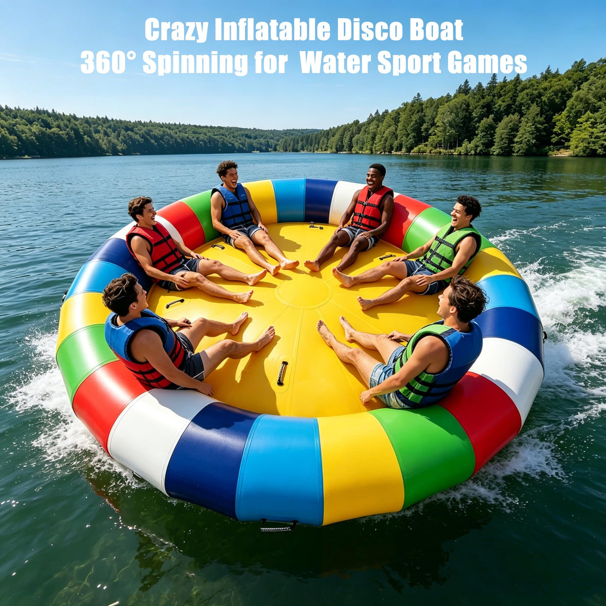 TONKOUM 6-Person Inflatable Spinning UFO Towable Tube