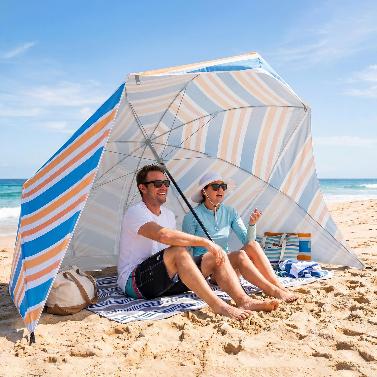 UPWELL UPF 50+ Portable Beach Canopy with Sand Pockets