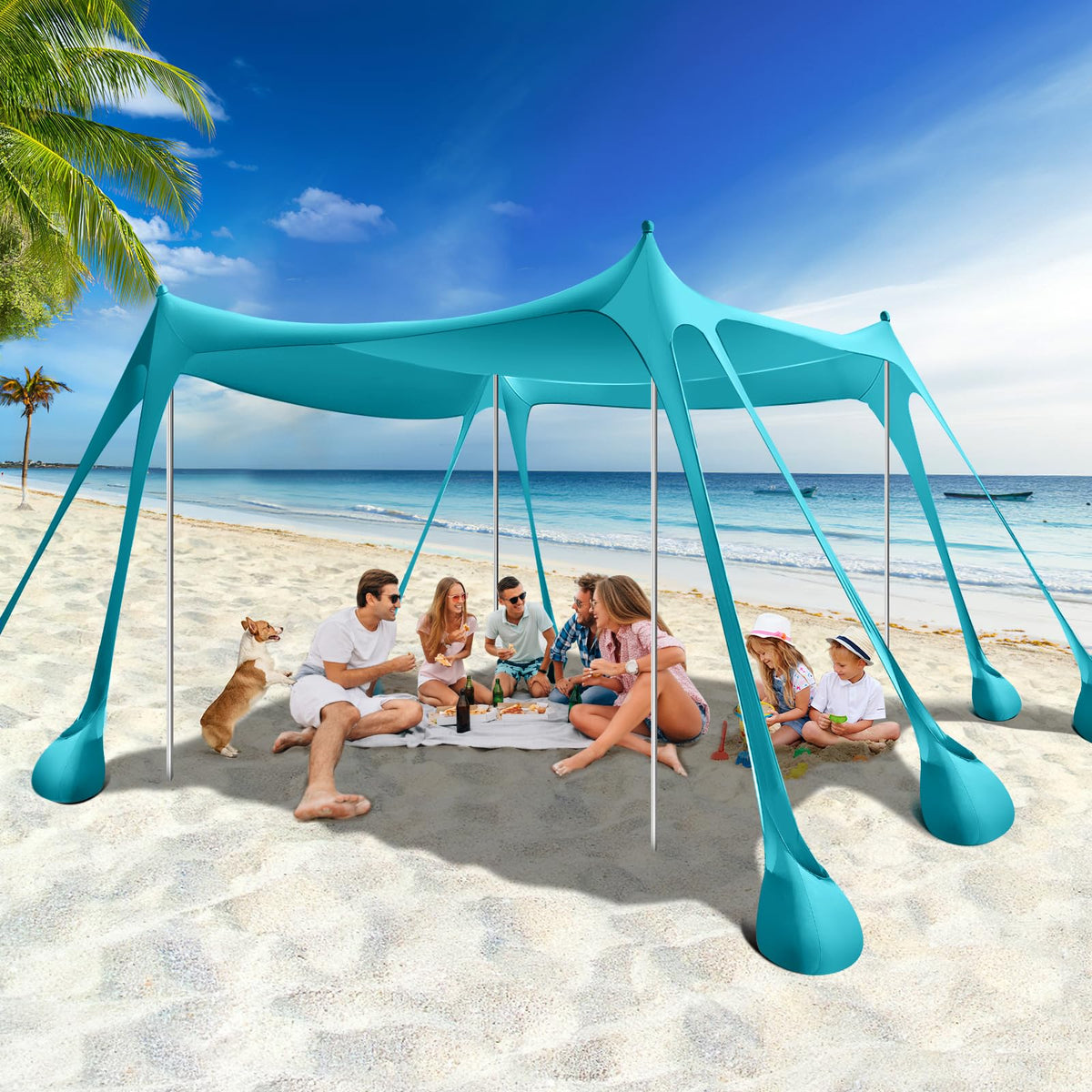 Rhino Valley UPF 50+ Beach Canopy with Sandbags & Poles