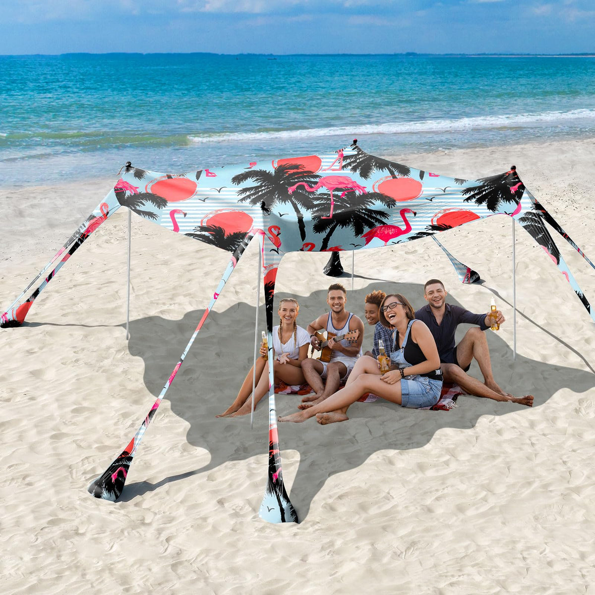 Rhino Valley UPF 50+ Beach Canopy with Sandbags & Poles
