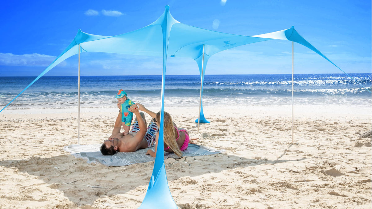 SUN NINJA UPF 50+ Beach Tent & Sun Shade Canopy