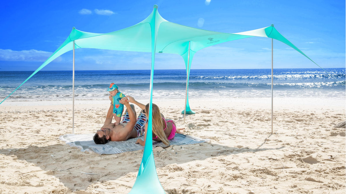 SUN NINJA UPF 50+ Beach Tent & Sun Shade Canopy