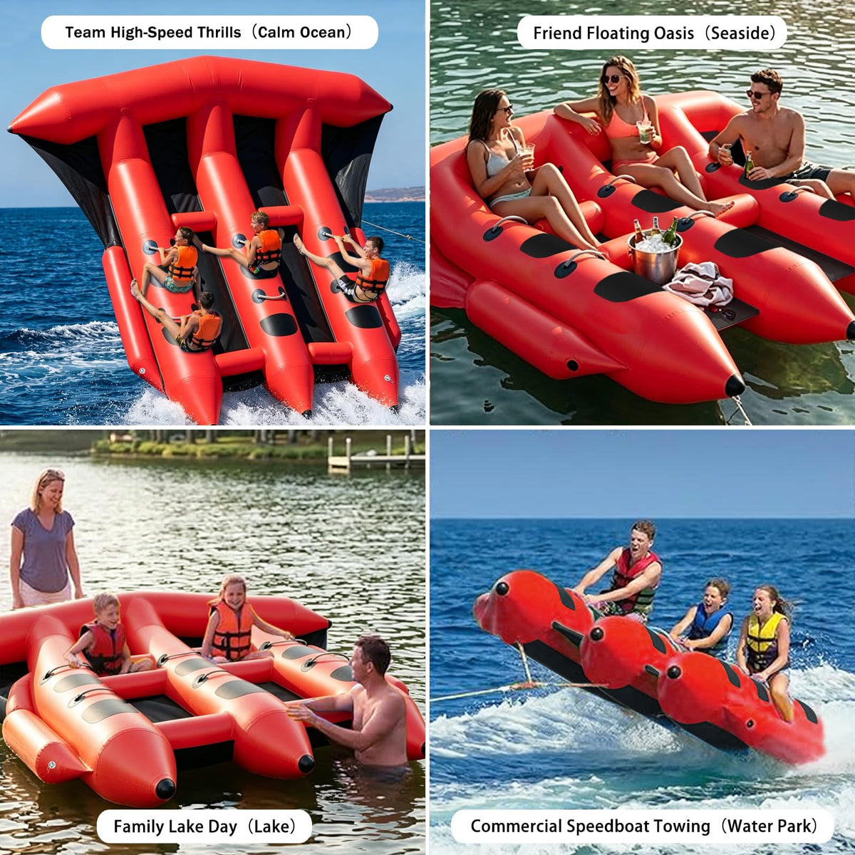 GYUEM 2–6 Rider Inflatable Towable Tube for Boating