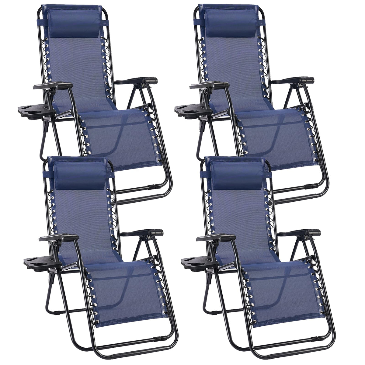 Sweetcrispy Zero Gravity Recliner Chairs with Cup Holders, 2-Pack