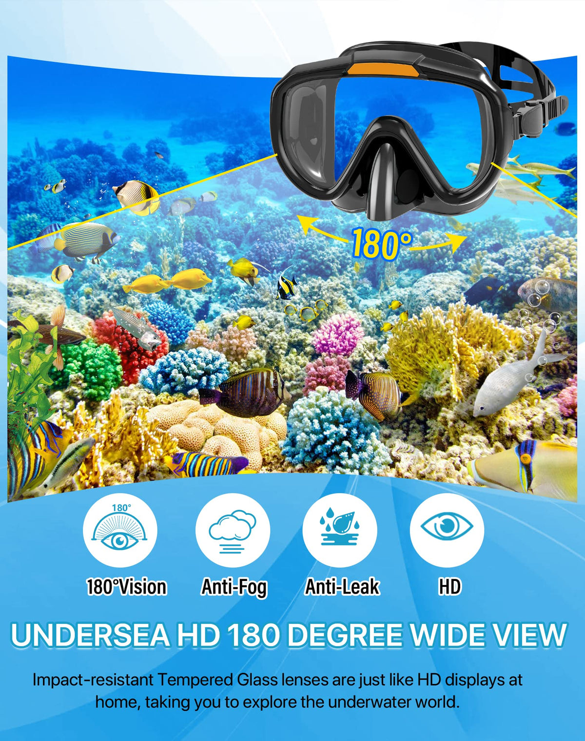 Ubekezele 4-in-1 Adult Snorkeling Gear Set with Mask & Snorkel