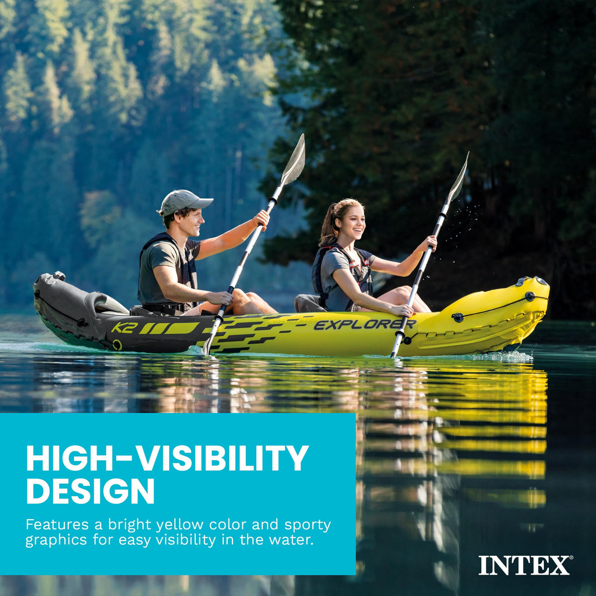 INTEX Explorer 2-Person Inflatable Kayak Set with Paddles & Pump