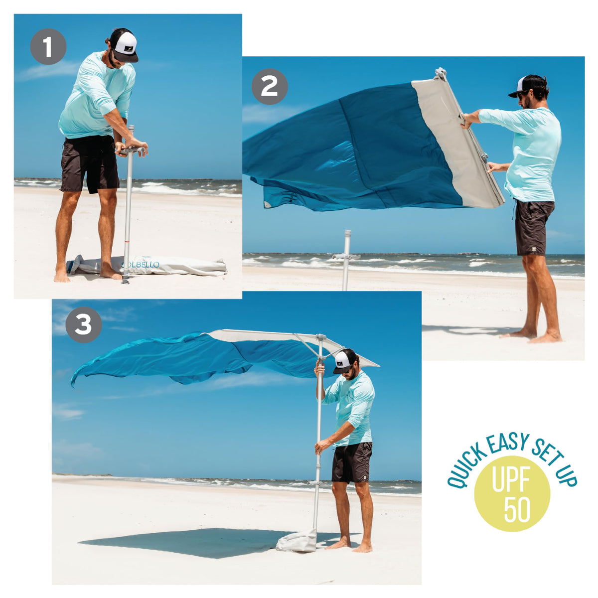 Solbello UPF 50+ Wind-Driven Lightweight Beach Umbrella