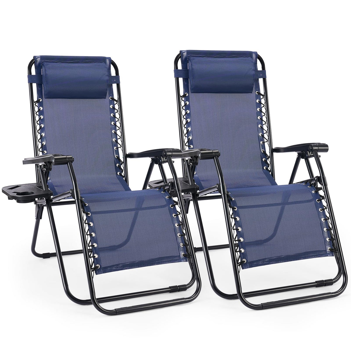 Sweetcrispy Zero Gravity Recliner Chairs with Cup Holders, 2-Pack
