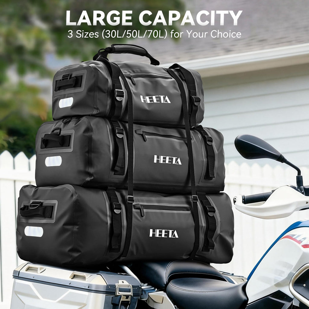 HEETA Waterproof Motorcycle Dry Bag Duffel Luggage Travel Bags 30L/50L/70L