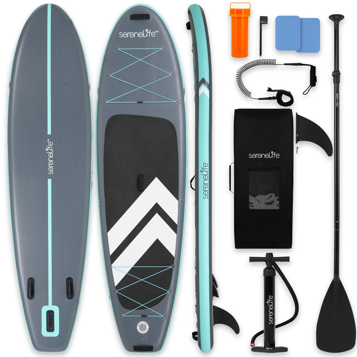 SereneLife 10-Ft Inflatable Stand-Up Paddle Board Set