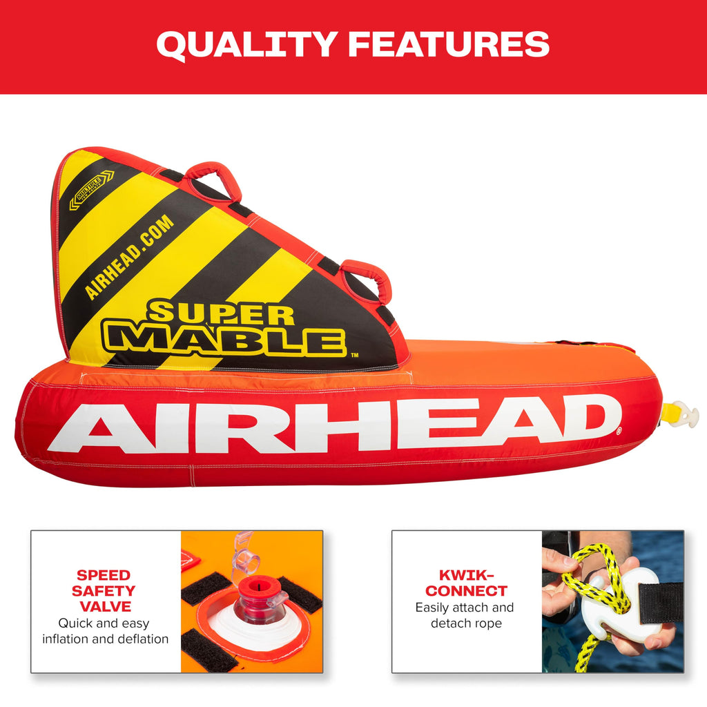Airhead Mable 1–4 Rider Towable Boat Tube with Dual Tow Points