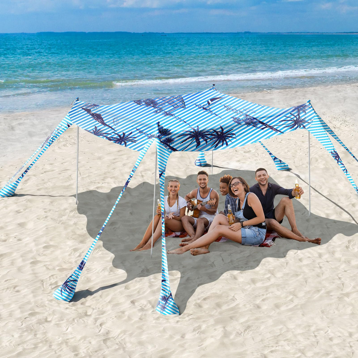 Rhino Valley UPF 50+ Beach Canopy with Sandbags & Poles