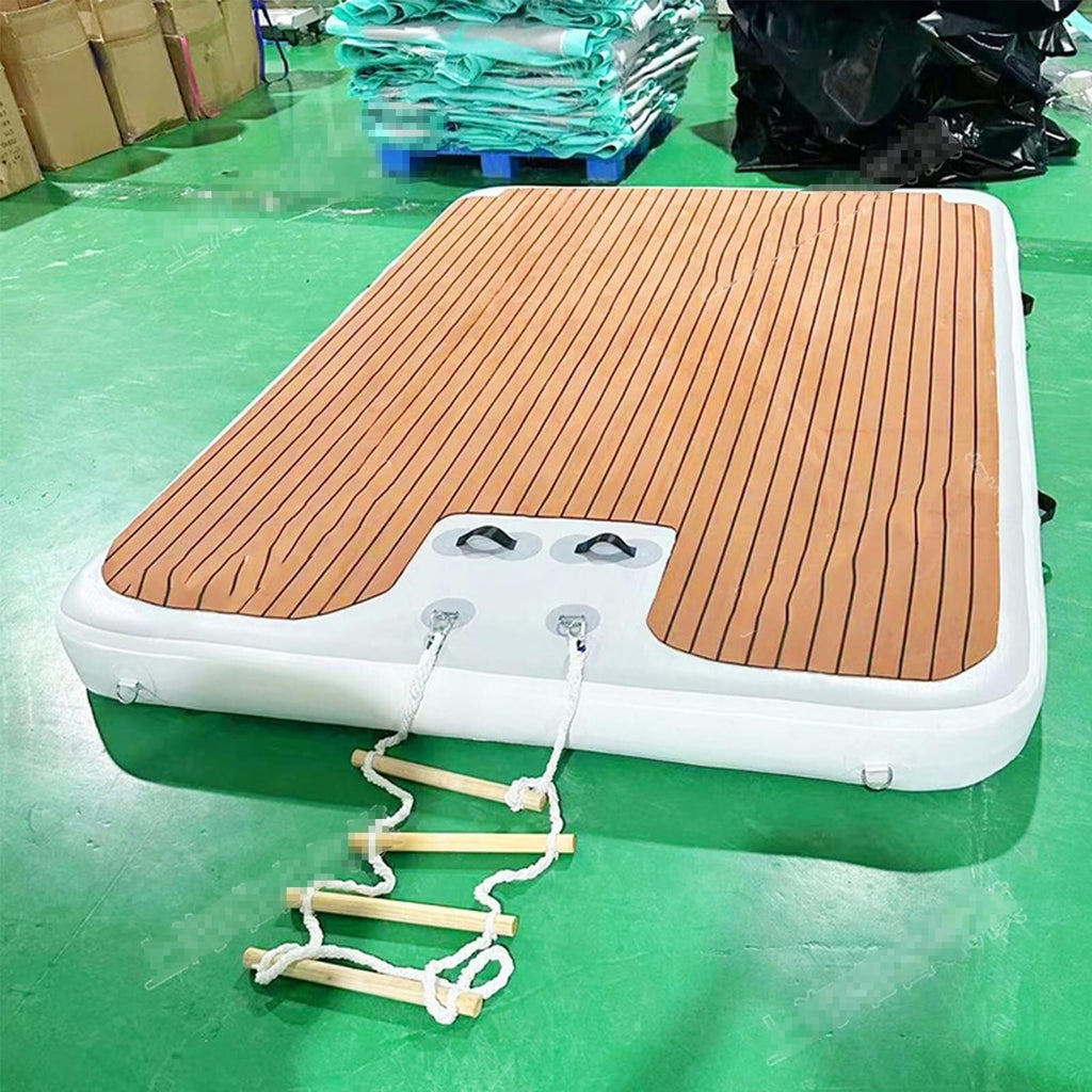 Wood-Grain Non-Slip Inflatable Floating Dock Platform