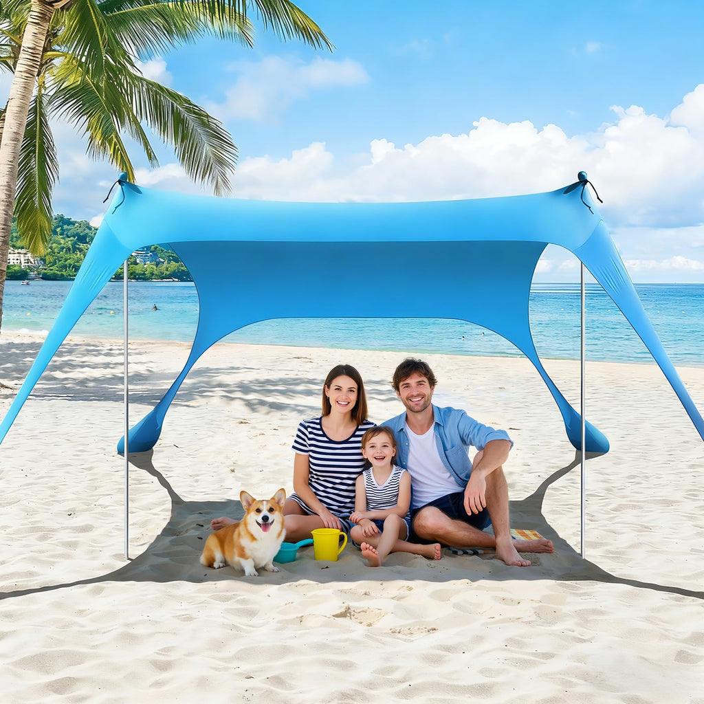 Rhino Valley UPF 50+ Beach Canopy with Sandbags & Poles