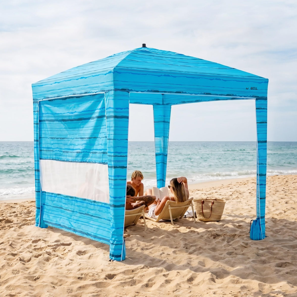 UPWELL UPF 50+ Portable Beach Canopy with Sand Pockets