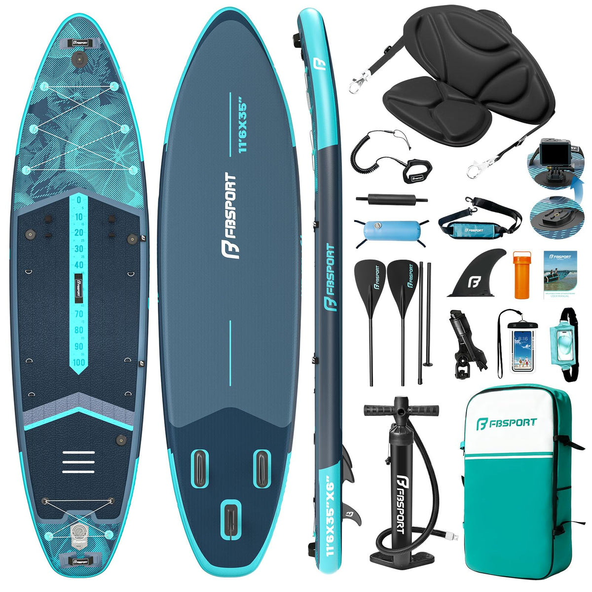 FBSPORT 11-Ft Inflatable Stand-Up Paddle Board Set