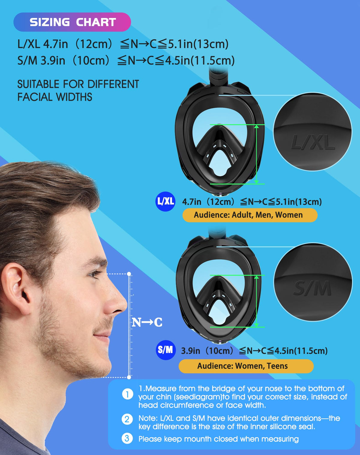 Greatever G2 Full-Face Snorkel Mask with Dry Top System
