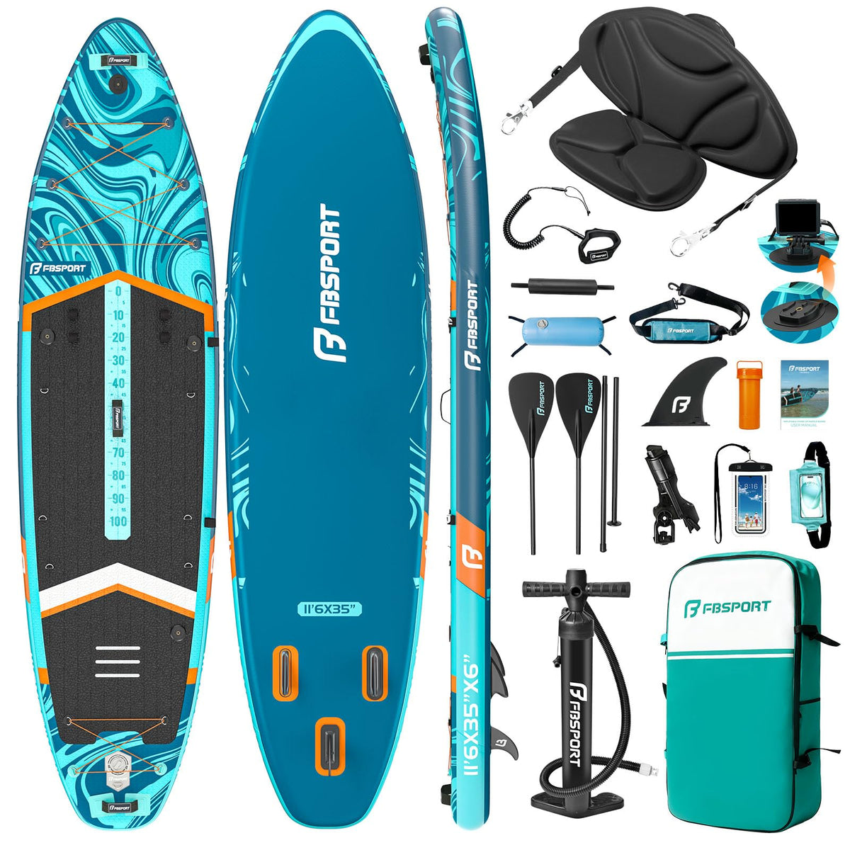 FBSPORT 11-Ft Inflatable Stand-Up Paddle Board Set