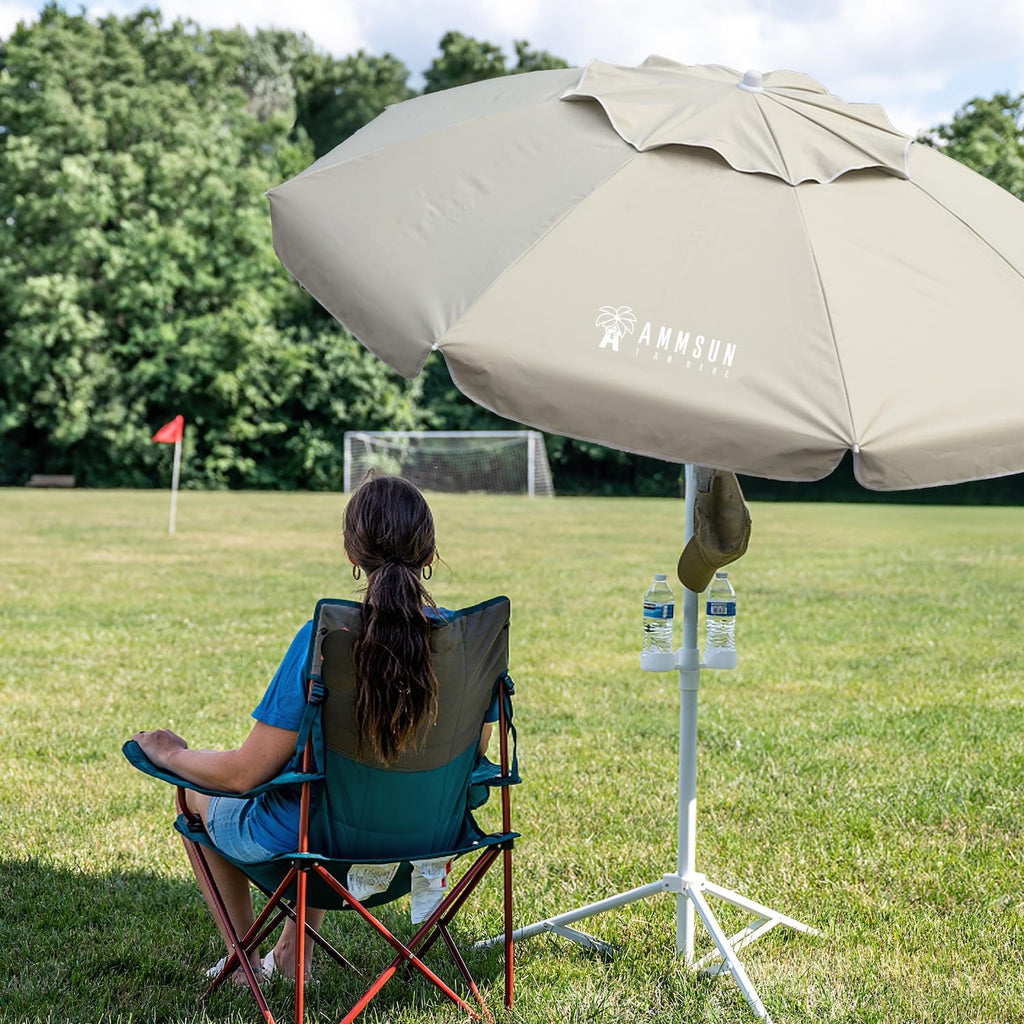 AMMSUN 6.5-Ft Portable Shade Umbrella with Stand
