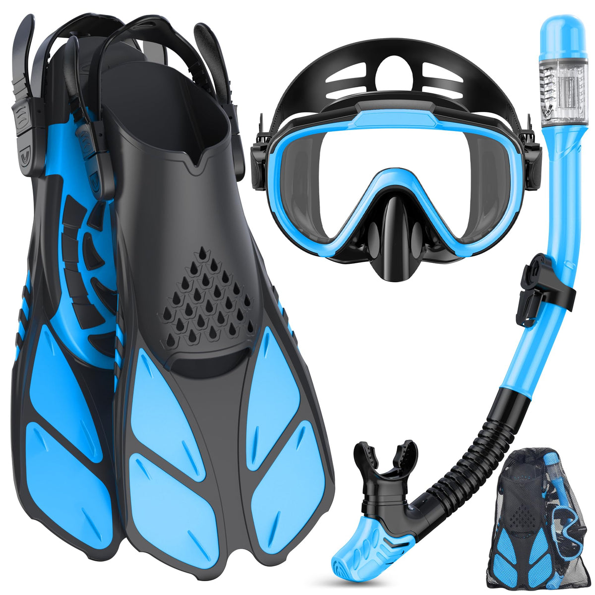 Ubekezele 4-in-1 Adult Snorkeling Gear Set with Mask & Snorkel