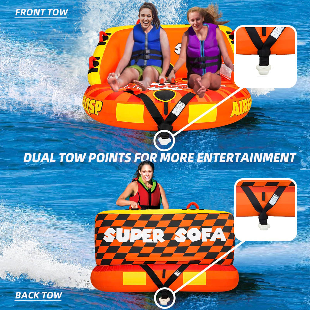 Airhowowaqsp 1–4 Person Super Sofa Towable Boat Tube