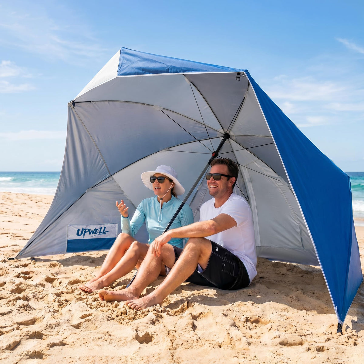 UPWELL UPF 50+ Portable Beach Canopy with Sand Pockets