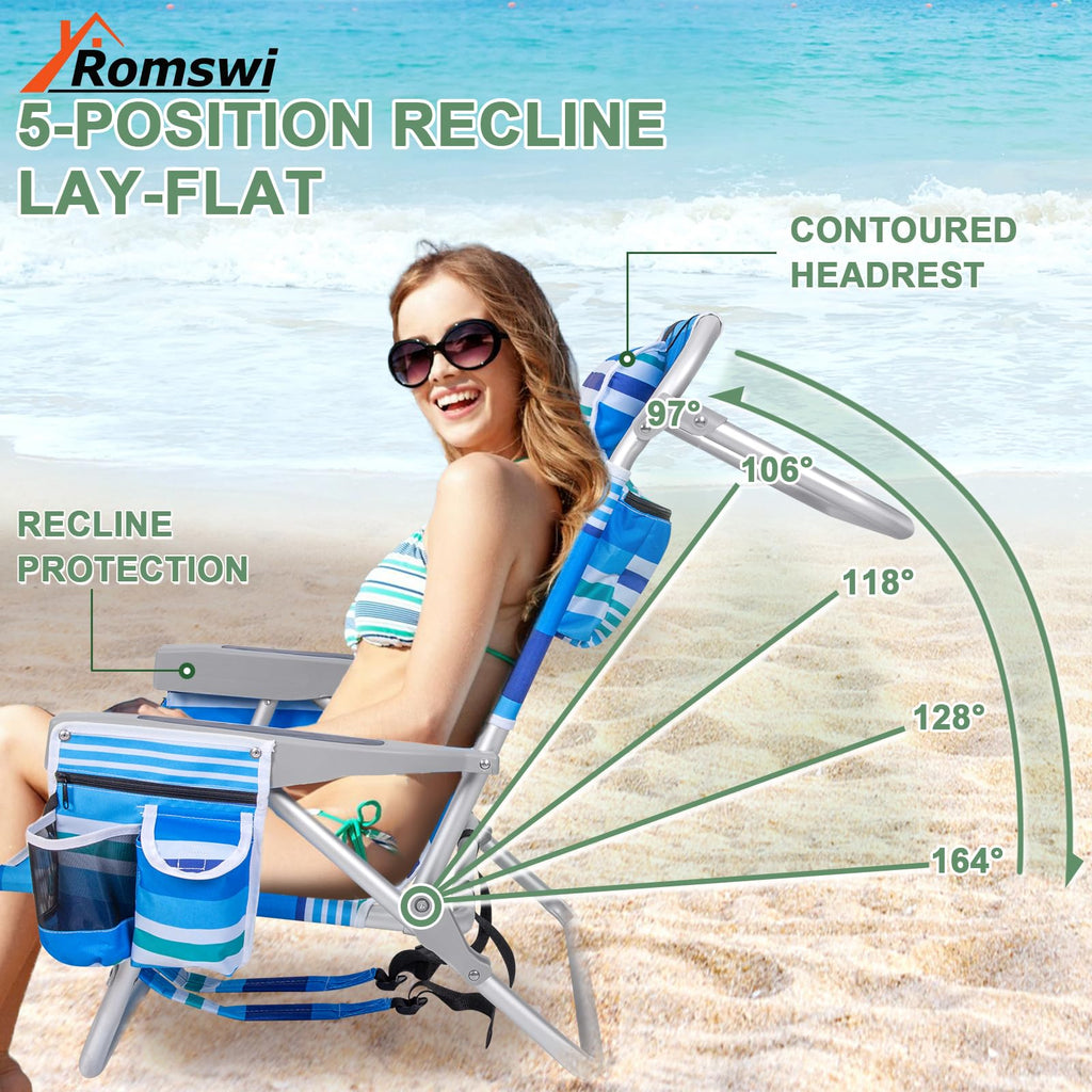 Romswi Extra-Wide Beach Chair for Outdoor Relaxation