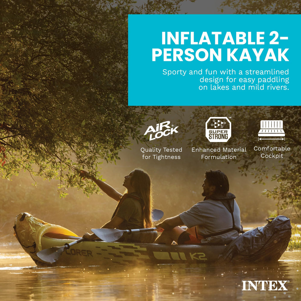 INTEX Explorer 2-Person Inflatable Kayak Set with Paddles & Pump