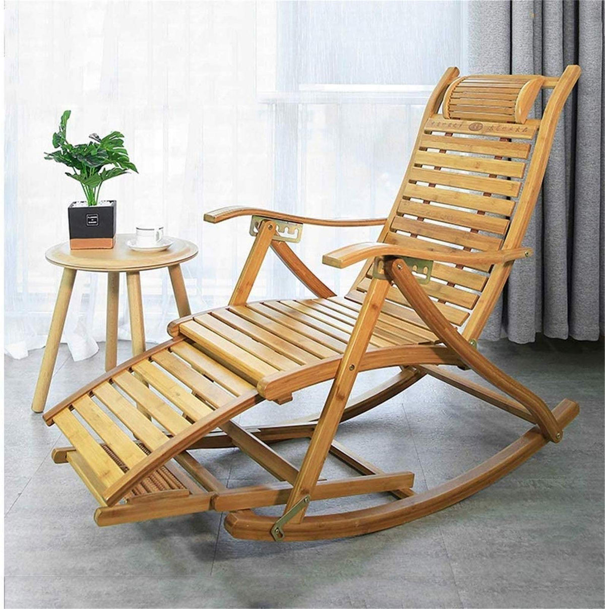 Adjustable Bamboo Folding Recliner Lounge Chair for Outdoors