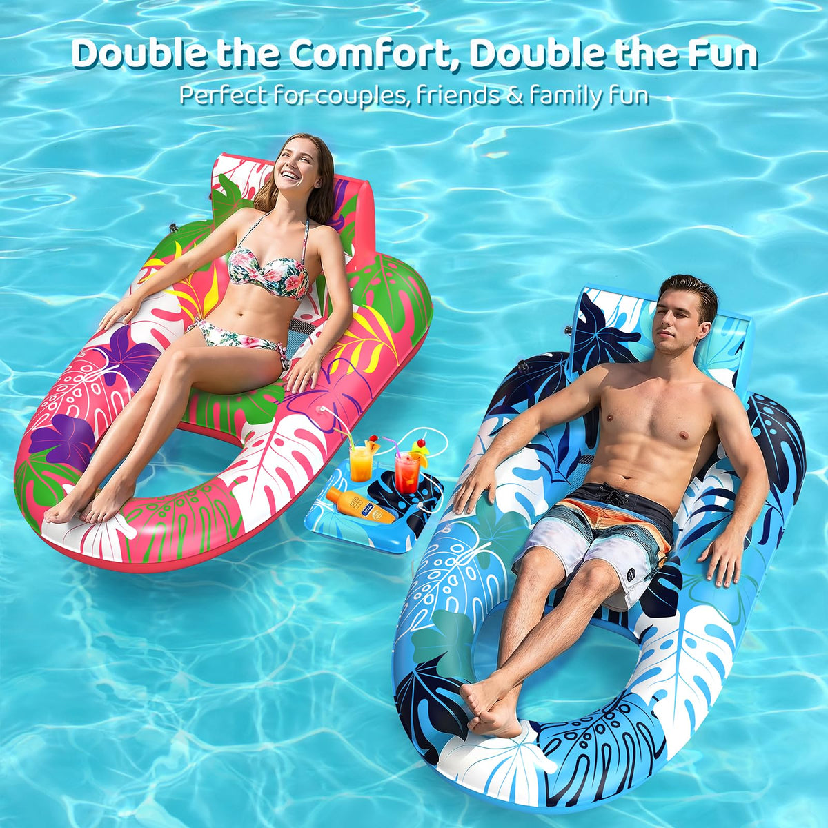 SEETOHOME XL Adult Inflatable Pool Loungers, 2-Pack