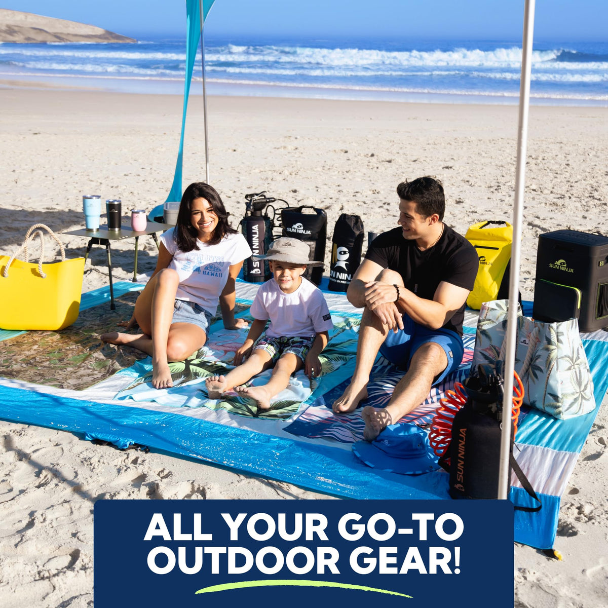 SUN NINJA UPF 50+ Beach Tent & Sun Shade Canopy