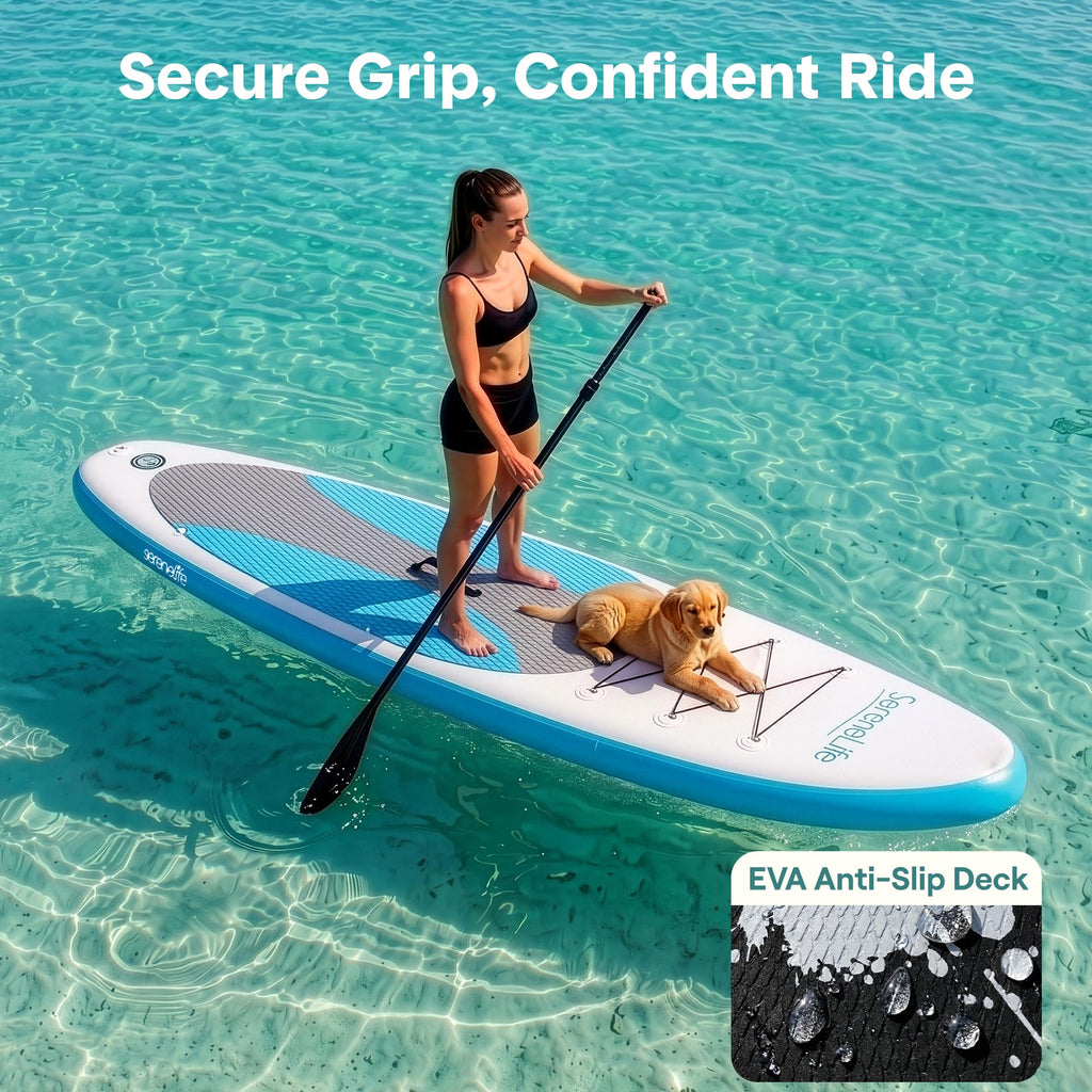 SereneLife 10-Ft Inflatable Stand-Up Paddle Board Set
