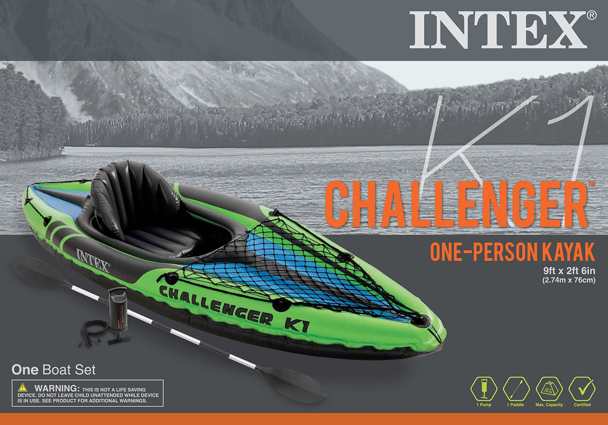 Intex Challenger K1 1-Person Kayak 3-Pack with Oar & Pump