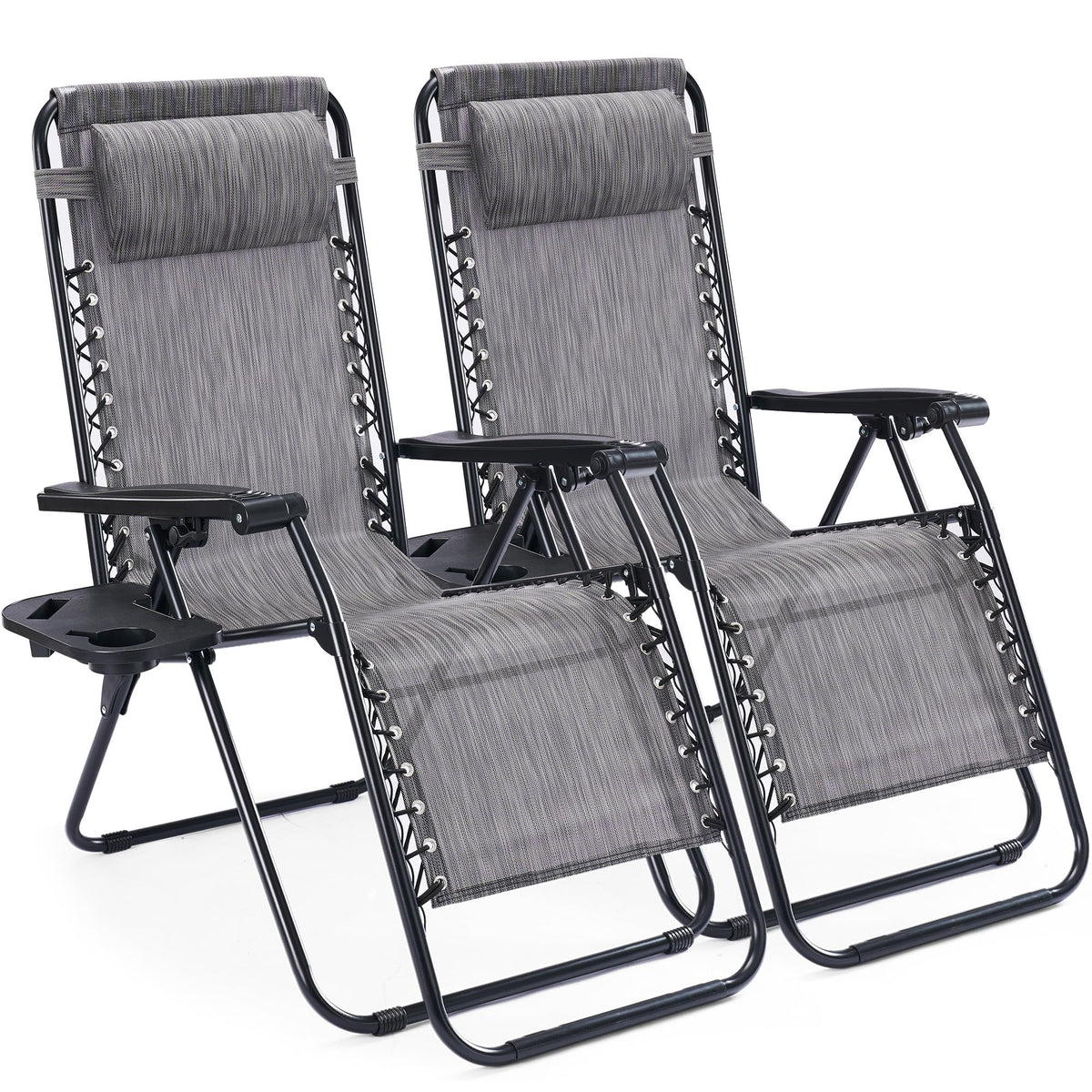 Sweetcrispy Zero Gravity Recliner Chairs with Cup Holders, 2-Pack