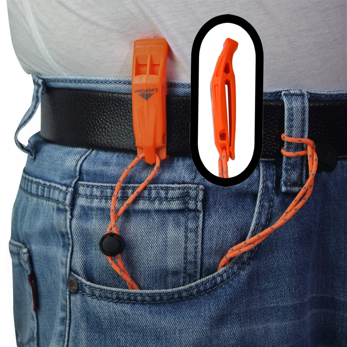 LuxoGear Emergency Safety Whistles with Lanyards, 2-Pack