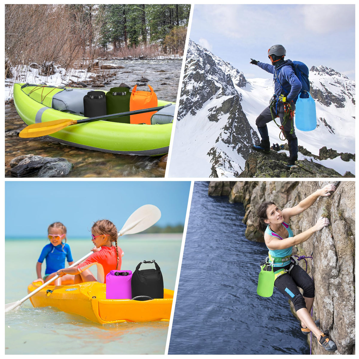 Desoto Waterproof Dry Bag 2 packs, 2L/5L/10L/20L/40L/70L Dry Sack Lightweight Portable, Dry Storage Bag to Keep Gear Dry Clean for Kayaking, Gym, Hiking, Swimming, Camping
